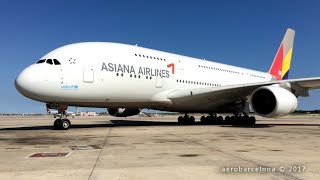 FULL HD Asiana Airlines A380800 BarcelonaEl Prat [upl. by Hacceber]