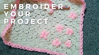 EMBROIDER OVER KNIT OR CROCHET Flower Surface Embroidery Beginner Tutorial Creative Upcycling [upl. by Publias403]