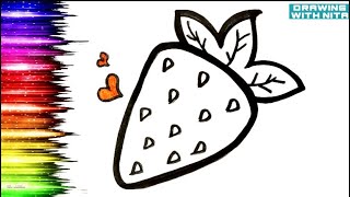 Cute Strawberry Drawing Drawing with Toddlers Drawing for Kids Colouring DRAWINGWITHNITA [upl. by Hedy]