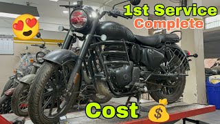 2024 Royal Enfield Classic 350 Stealth Black  First Service Done  Complete Process [upl. by Mcclish]