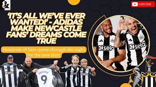 Adidas make Newcastle United fans dreams come true with new kit as hundreds queue through the night [upl. by Varhol]