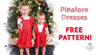 PINAFORE DRESS FREE PATTERN  Sewing Kids Clothes Tutorial DIY Christmas Outfit Ideas for Kids [upl. by Wachtel]