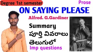 On saying please English lesson by Alfred George Gardiner Degree 1St semesterOnsayingplease [upl. by Flemming672]