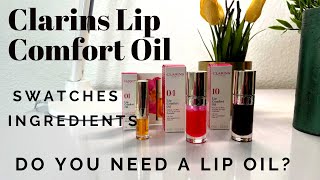 CLARINS LIP OIL REVIEW amp SWATCHES  DIFFERENCE TO LIPGLOSS LIP BALM  SENSITIVE DRY LIPS [upl. by Llednew]