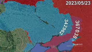 Russian Invasion of Ukraine Every Day to April 1st 2024 using Google Earth [upl. by Nwahc974]