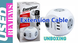 Energizer 3 Way 1 4 Metre Extension lead Cube Extension Plug Socket With 3 USB Port [upl. by Anibur]