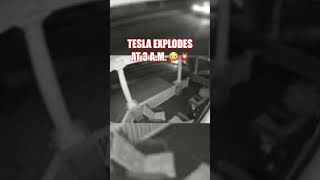 TESLA EXPLODES IN GARAGE AT 3 AM 🤯💥 cars automobile tesla explosion teslamodel3 electric [upl. by Brunella866]