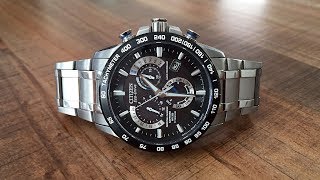 Citizen EcoDrive Atomic Time Perpetual Calendar Chronograph Review AT401050E  Perth WAtch 13 [upl. by Camfort]