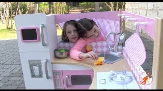 Kidkraft Grand Gourmet Corner Kids Toy Kitchen  UnboxingReview and Pretend Cooking [upl. by Modern]