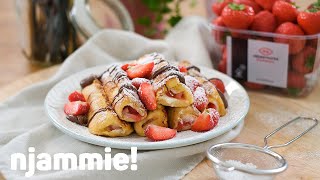 Verloren brood rolletjes met aardbeiden Recept  njammie [upl. by Radford956]