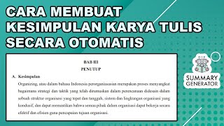 Cara Membuat Kesimpulan pada Artikel Makalah dan Skripsi Secara Otomatis  Buat Kesimpulan Otomatis [upl. by Seligmann]