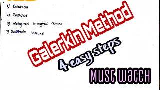 FEA  Galerkin Method  4 easy steps only [upl. by Virgy]