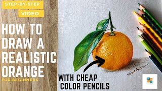 How To Draw A Realistic Orange  With Cheap Ordinary Color Pencils  For Beginners  Tutorial Video [upl. by Chak570]