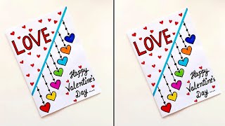 EasyampBeautiful white paper Valentines day card makingDIY Handmade Happy valentine Day Greeting Card [upl. by Ynattyrb]