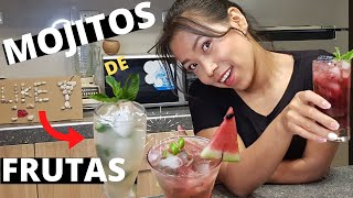 Como hacer 3 MOJITOS MUY REFRESCANTES DE FRUTAS  3 sabores deliciosa😋🍸 [upl. by Vern]