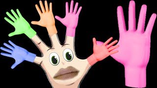 The finger family song halloween Hand painting videos for kids learn colors balloons for children [upl. by Nodababus]