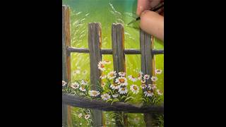 Spring flowers and fence Acrylic Painting nature reels flowers art relaxing [upl. by Bria]