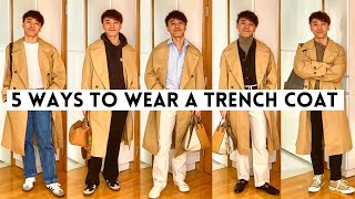 5 Ways To Wear A Trench Coat  Men’s Spring Outfits 2022 [upl. by Stroup]