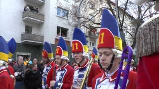 Rosenmontagszug in der Mainzer Neustadt  Einmarsch der Prinzengarde in Boppstrasse [upl. by Ehcor]