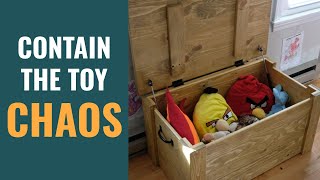 DIY wood toy box NO PLYWOOD  How to build this custom storage for your playroom design [upl. by Joao]