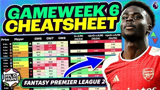 FPL GW6 CHEATSHEET  Fantasy Premier League 2425 [upl. by Castra]