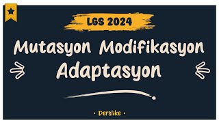 Mutasyon Modifikasyon Adaptasyon  LGS 2024 [upl. by Lladnar232]