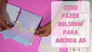 Como fazer bolso de papel para agenda A5 super fácil [upl. by Godderd]