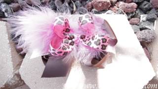 Pink Cheetah Feather Boa and Chocolate Brown Bow video demo [upl. by Mateusz226]