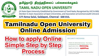 Tamilnadu Open University Admission How to Apply Online Simple steps must watch👍 [upl. by Yelsiap]