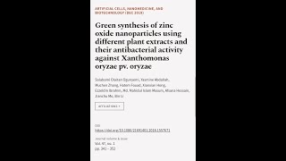 Green synthesis of zinc oxide nanoparticles using different plant extracts and their   RTCLTV [upl. by Schultz]