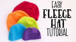 Easy Fleece Hat Tutorial Free Pattern [upl. by Carny616]