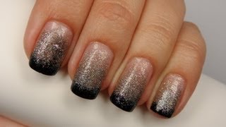 Unhas Decoradas  Francesinha preta com glitter [upl. by Trager]