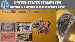 US Stamps Ep8  1LB Kiloware Lot Great Mid Century Commemoratives Collectable United States Stamps [upl. by Fay394]