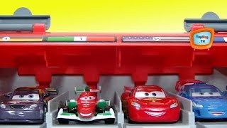 Cars 2 Race Launcher Toys World Grand Prix Race Launcher Races 10 Disney Cars Playset [upl. by Powers]