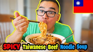 How to make SPICY Taiwanese Beef Noodle Soup  RECIPE  Mukbang  QT [upl. by Elagiba5]