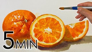 Eng sub How to draw the orange  5 min Watercolor  Tutorial for beginners [upl. by Prichard]