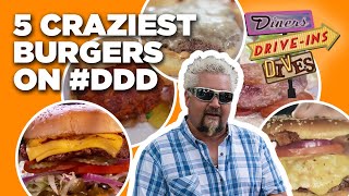 Top 5 MostINSANE Burgers Guy Fieri Has Tried on Diners DriveIns and Dives  Food Network [upl. by Htebizile456]