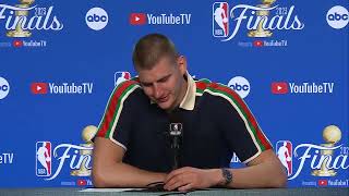 Nikola Jokic was so happy answering a question in his native Serbian after Game 3 [upl. by Autumn962]