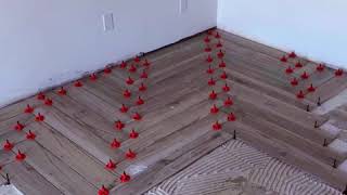 Herringbone Tile pattern 6x36 installation [upl. by Tanitansy344]