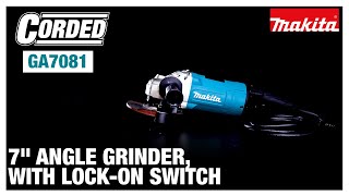 Makita 7quot Angle Grinder with LockOn Switch GA7081 [upl. by Mayce]