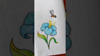 Flower 🌺 drawing and colour art drawing mixart flowerart artandcraft [upl. by Kris526]