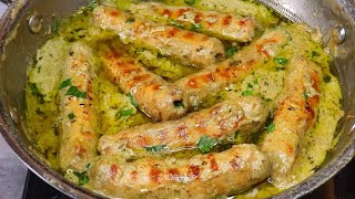 Afghani Malai Seekh Kebab Recipe  Chicken Malai Seekh Kabab With White Gravy [upl. by Ydnerb631]