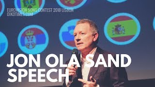 oikotimescom EBUs Jon Ola Sand speech  Eurovision 2018 [upl. by Anon]