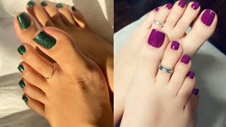 Definitely gorgeous and stunning shiny toe nails pedicure colors fashion trends for women of 2024 [upl. by Lemra]