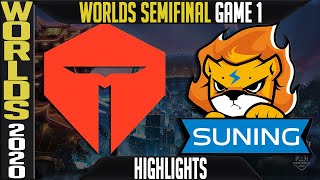 TES vs SN Highlights Game 1  Semifinals Worlds 2020 Playoffs  TOP Esports vs Suning G1 [upl. by Merc]