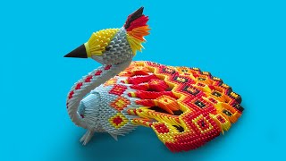 How to make a 3D origami Large Peacock [upl. by Gerdy]