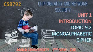 CS8792  CRYPTOGRAPHYampNETWORK SECURITY UNIT 1 TOPIC 92  MONOALPHABETIC CIPHER IN TAMIL BY ABISHA [upl. by Matteo]