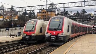 Norwegian trains at Lier and Lysaker station [upl. by Cirenoj]