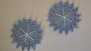 Untersetzer Schneeflocke häkeln sehr einfach für Anfänger Tutorial easy crochet for beginners [upl. by Fanny]