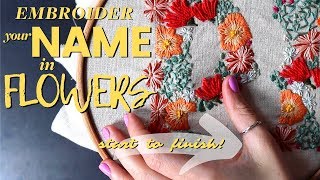 easy embroidery your name in flowers [upl. by Hax]